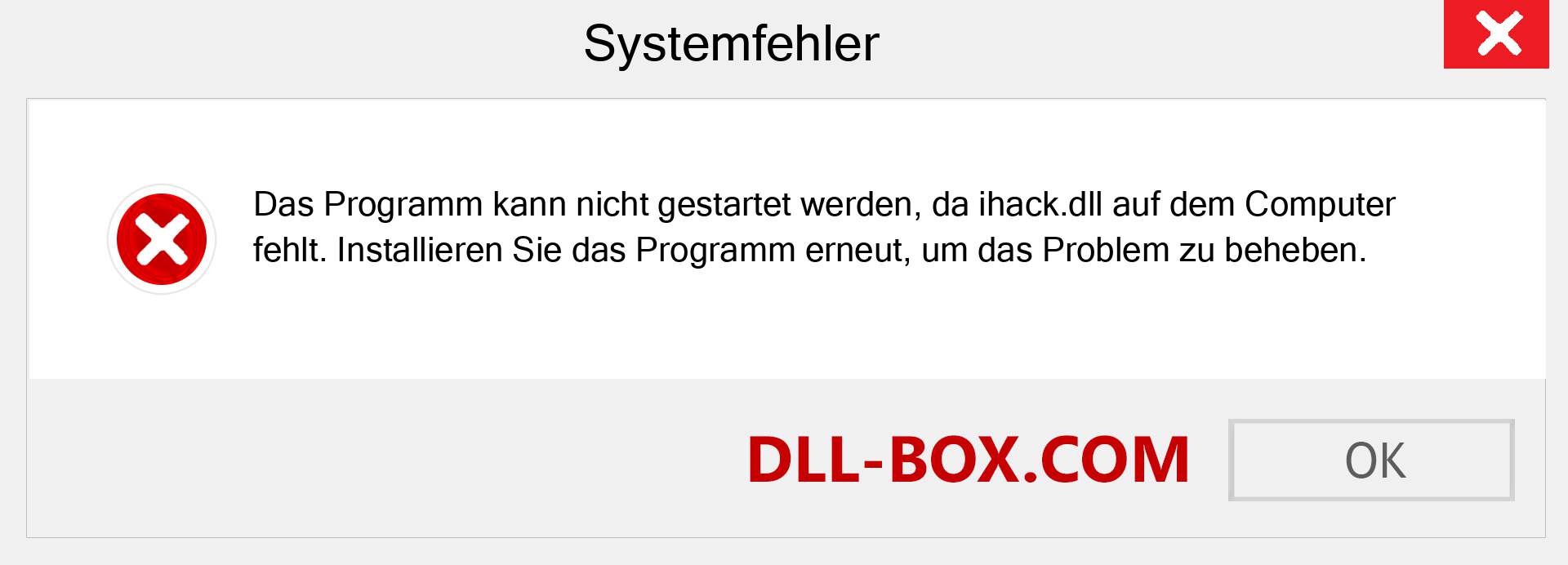 ihack.dll-Datei fehlt?. Download für Windows 7, 8, 10 - Fix ihack dll Missing Error unter Windows, Fotos, Bildern